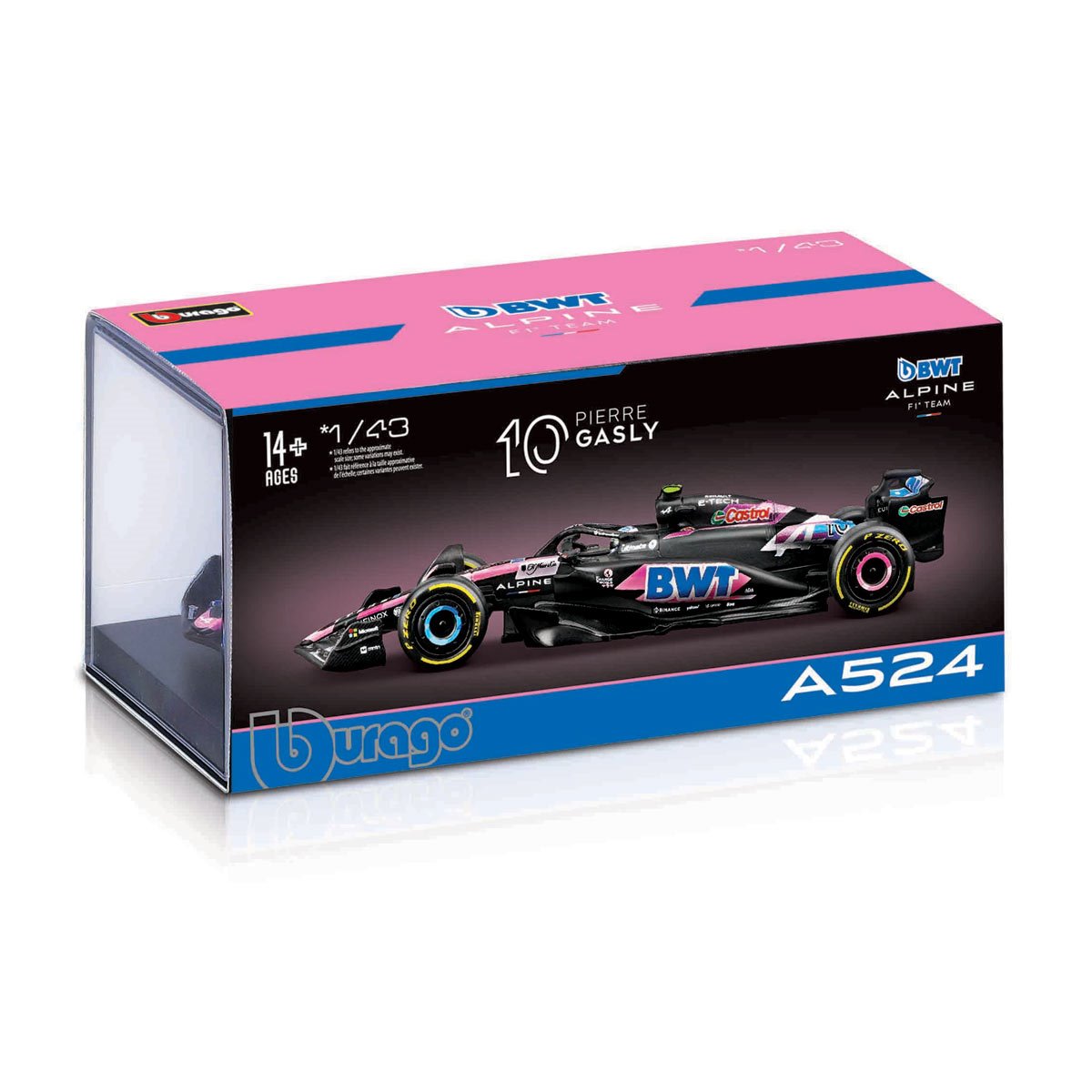Formula 1 BWT Alpine F1 Team A524 Pierre Gasly #10 with Helmet (2024) Die-Cast Metal 1:43 Bburago