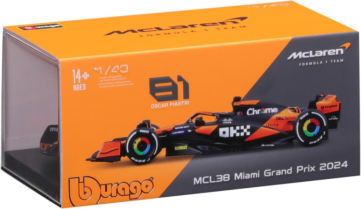 Formula 1 McLaren MCL38 Oscar Piastri #81 with Helmet (2024) Die-Cast Metal 1:43 Bburago