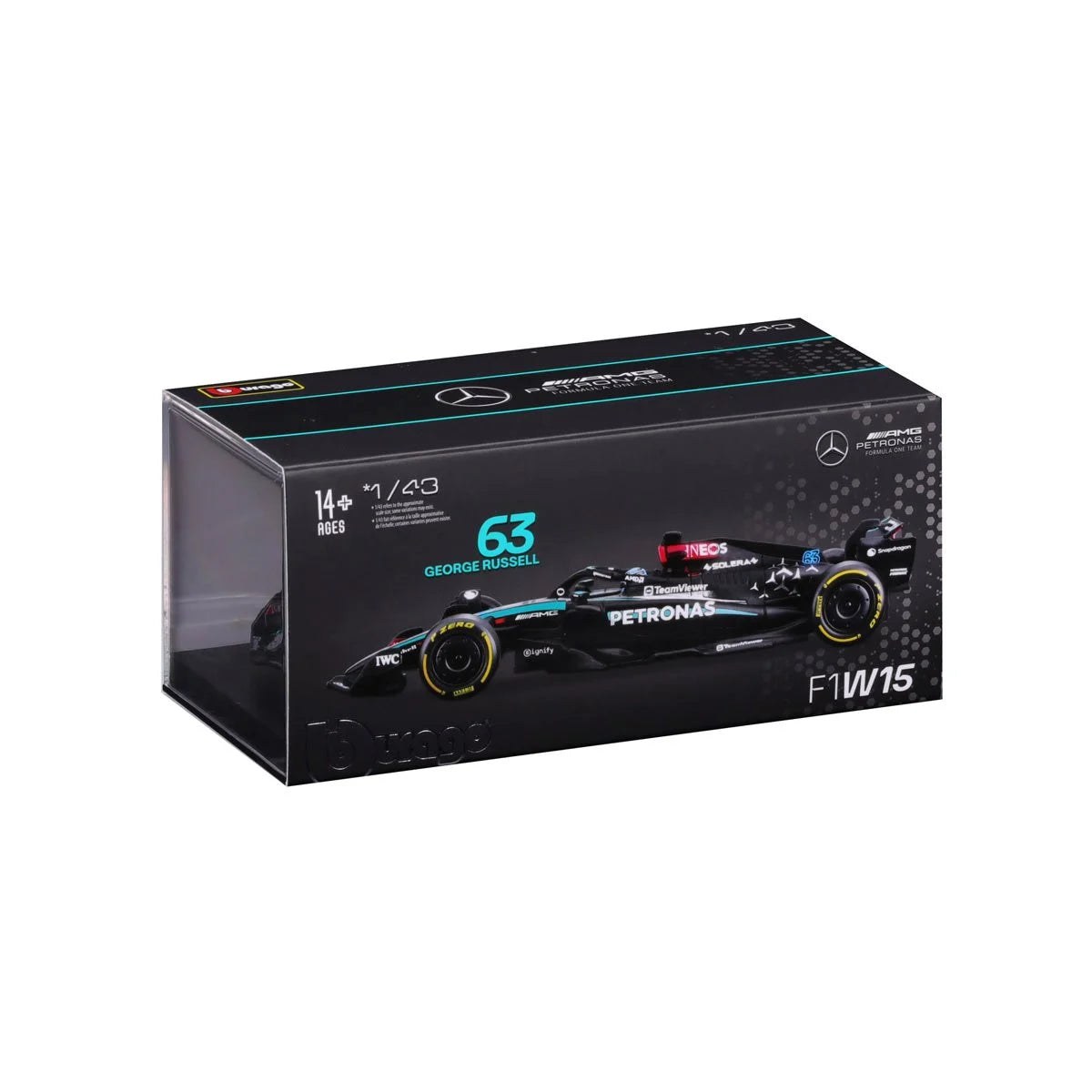 Formula 1 Mercedes W15 George Russell #63 with Helmet (2024) Die-Cast Metal 1:43 Bburago