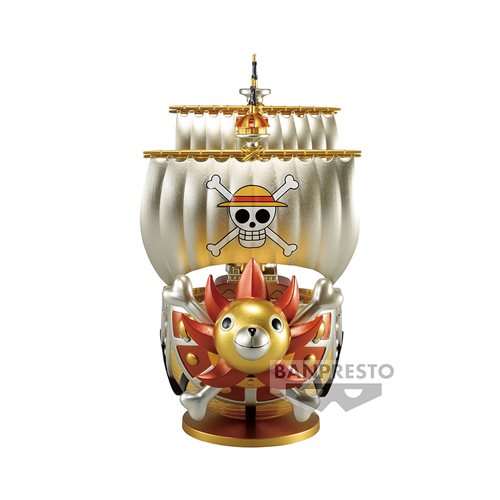 One Piece Mega World Collectable Thousand Sunny Ship Gold Color Special Statue.