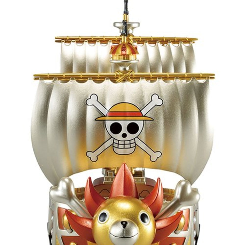 One Piece Mega World Collectable Thousand Sunny Ship Gold Color Special Statue.