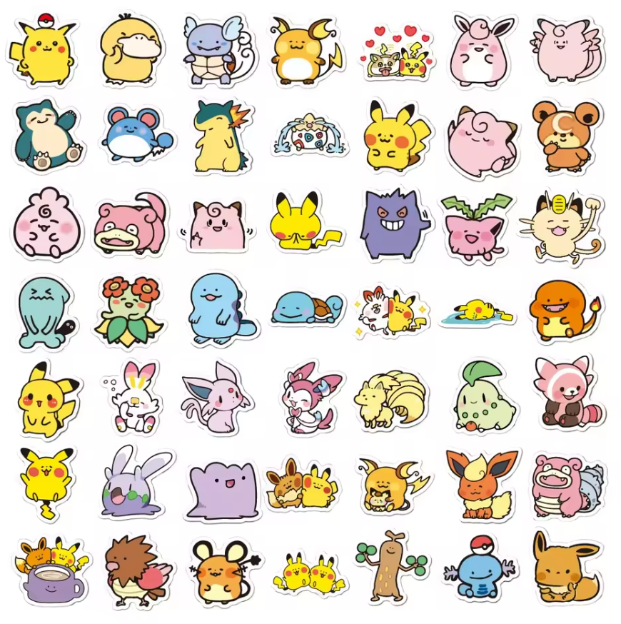 10 Stickers POKEMON Aleatorios motivo Kawaii