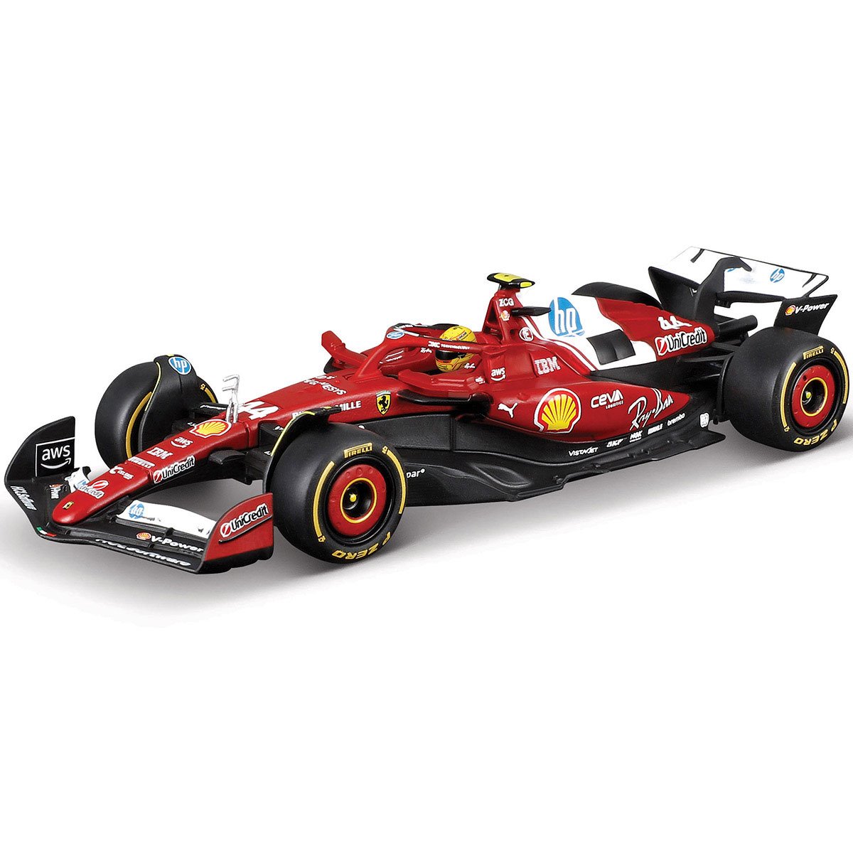 Formula 1 Ferrari SFR Season Car Lewis Hamilton #44 with Helmet (2025) Die-Cast Metal 1:43 Bburago