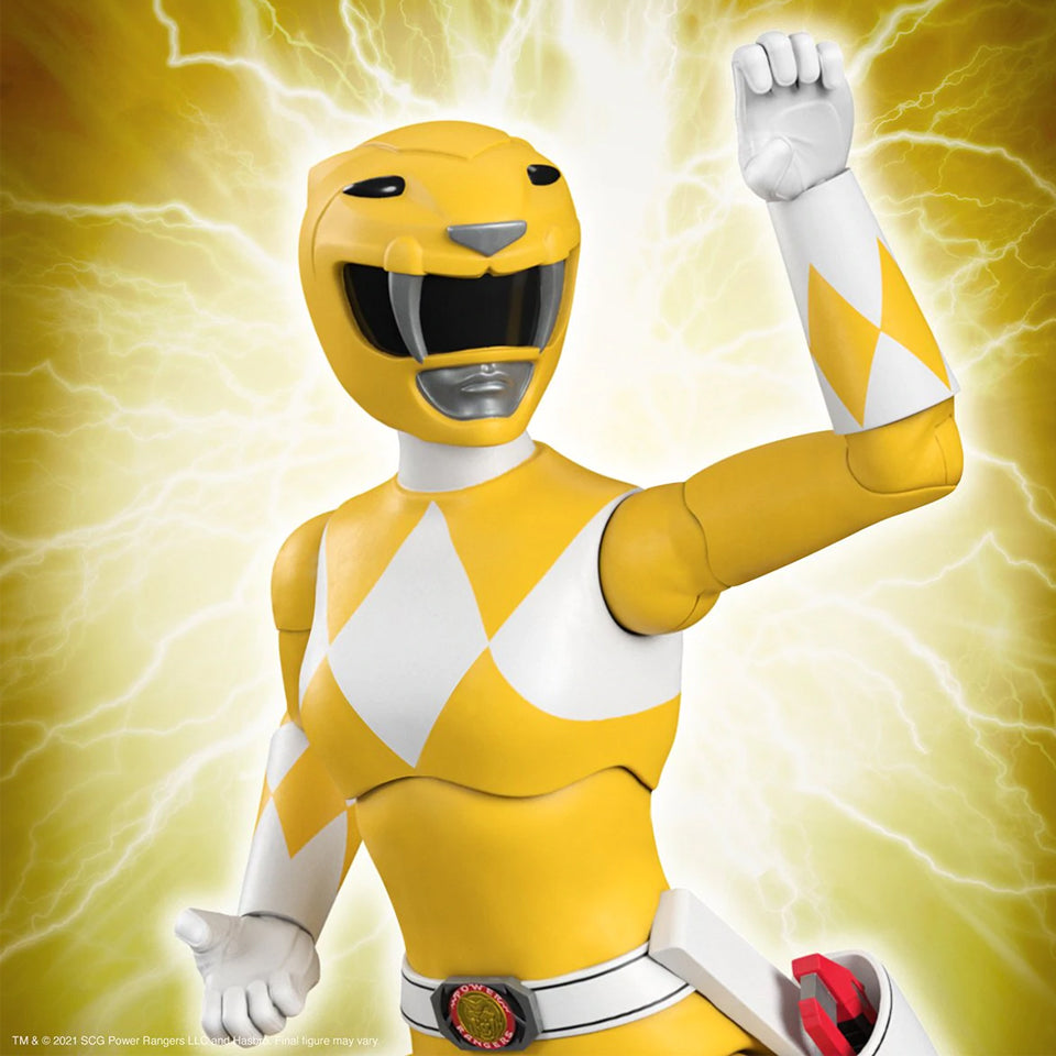 Power Rangers Ultimates Mighty Morphin Yellow Ranger Super 7 - LuffyToys
