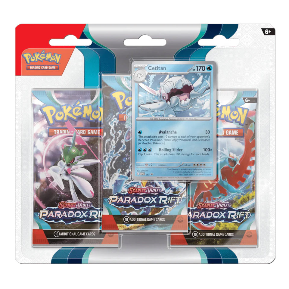POKÉMON TCG: Scarlet &amp; Violet Paradox Rift 3 Pack Blister  (Inglés/Español)